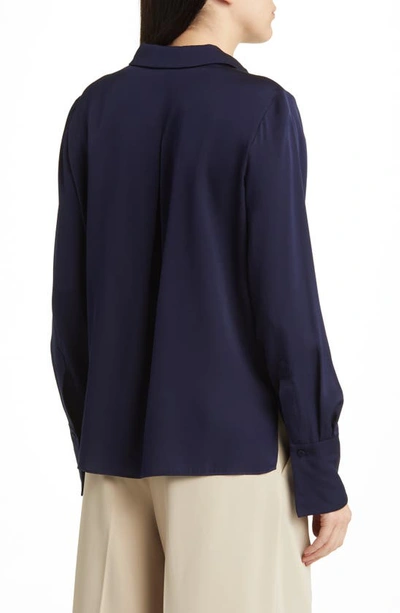 Shop Kobi Halperin Larissa Stretch Silk Blouse In Midnight Blue