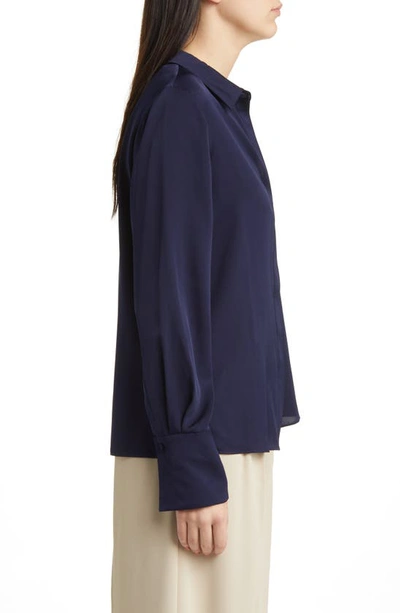 Shop Kobi Halperin Larissa Stretch Silk Blouse In Midnight Blue