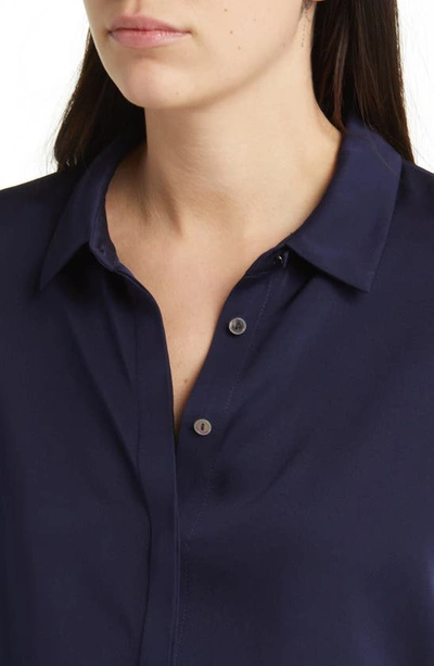 Shop Kobi Halperin Larissa Stretch Silk Blouse In Midnight Blue