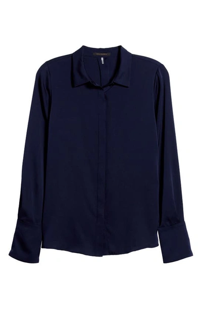 Shop Kobi Halperin Larissa Stretch Silk Blouse In Midnight Blue