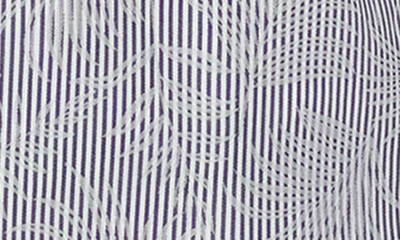 Bugatchi Julian Stripe Leaf Print Stretch Button-up Shirt In Navy