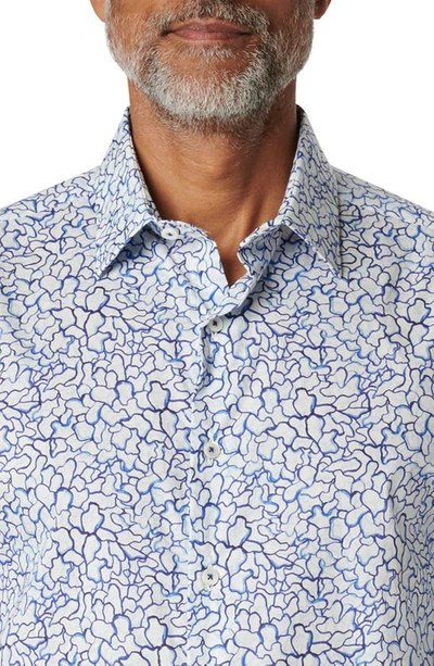 Shop Bugatchi Julian Abstract Stretch Cotton Button-up Shirt In Classic Blue