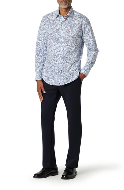 Bugatchi Julian Abstract Stretch Cotton Button-up Shirt In Classic Blue