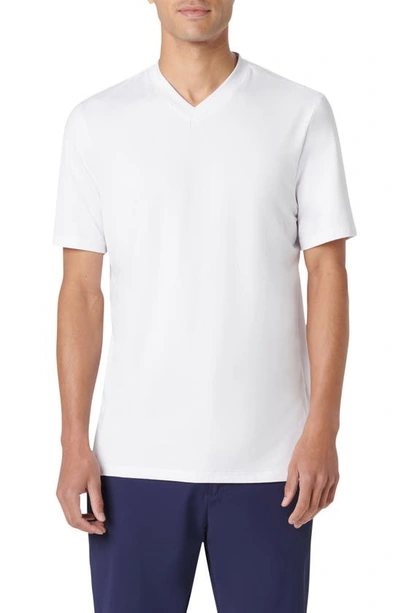 Shop Bugatchi V-neck Performance T-shirt In White