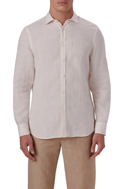 Shop Bugatchi Axel Linen Button-up Shirt In Sand