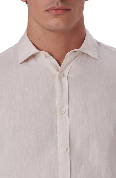 Shop Bugatchi Axel Linen Button-up Shirt In Sand