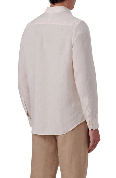 Bugatchi Shaped Fit Solid Linen Button-up Shirt In Sand