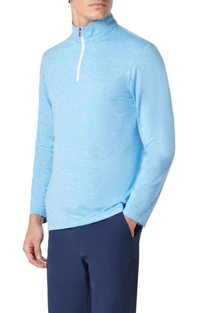 Bugatchi Quarter Zip Performance Pullover In Azure