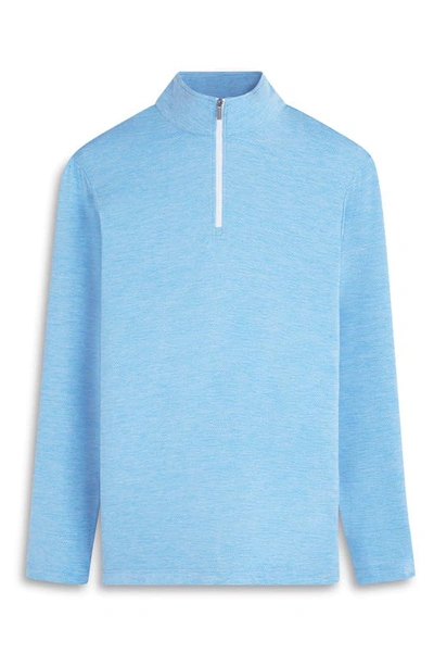 Bugatchi Quarter Zip Performance Pullover In Azure