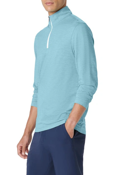 Bugatchi Quarter Zip Performance Pullover In Aqua