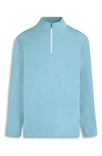 Bugatchi Quarter Zip Performance Pullover In Aqua