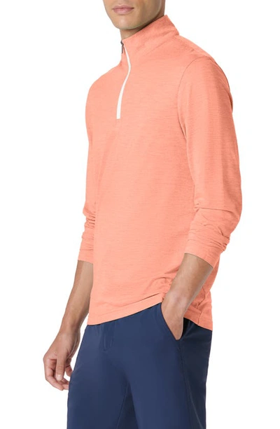 Bugatchi Quarter Zip Performance Pullover In Coral