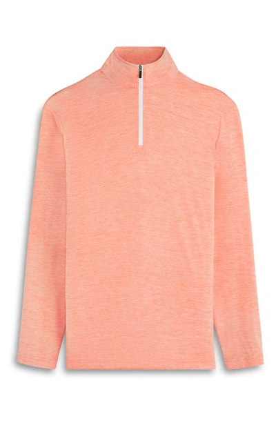 Bugatchi Quarter Zip Performance Pullover In Coral