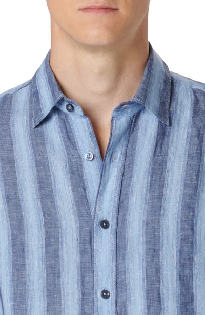 Bugatchi Julian Linen Button-up Shirt In Classic Blue