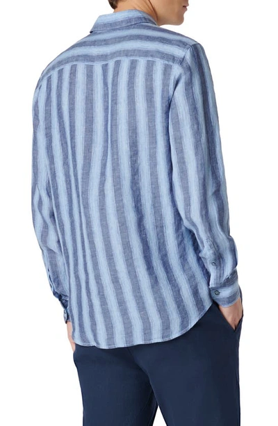 Bugatchi Julian Linen Button-up Shirt In Classic Blue