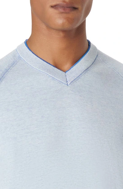 Shop Bugatchi Cotton & Silk V-neck Sweater In Classic Blue