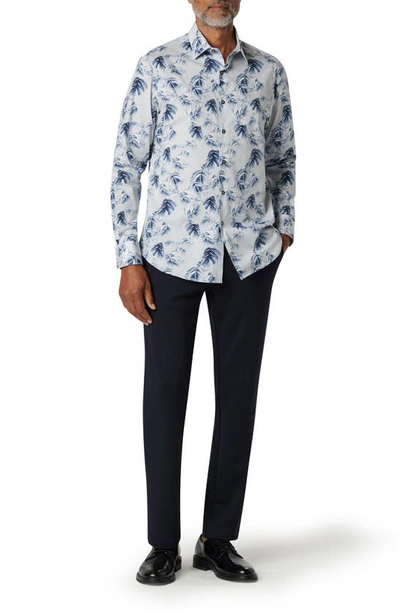 Bugatchi Julian Stretch Cotton Button-up Shirt In Dusty Blue