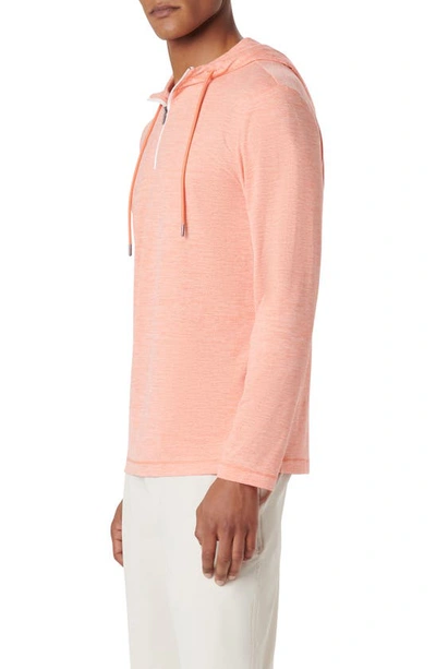 Bugatchi Quarter Zip Performance Hoodie In Coral