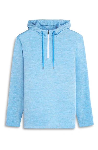 Bugatchi Quarter Zip Performance Hoodie In Azure