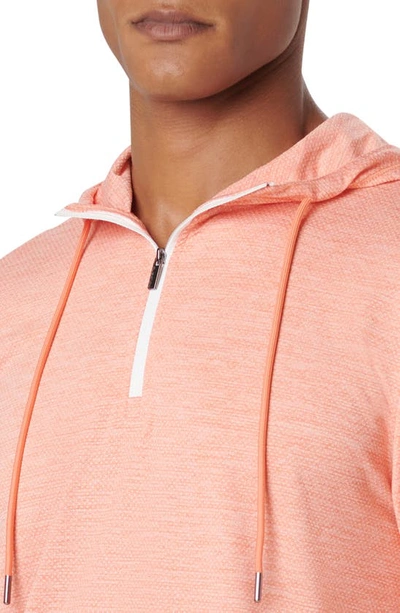 Bugatchi Quarter Zip Performance Hoodie In Coral