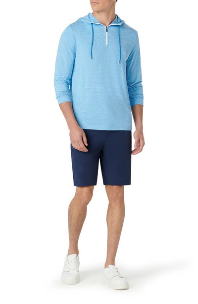 Bugatchi Quarter Zip Performance Hoodie In Azure