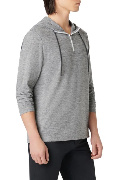 Bugatchi Quarter Zip Performance Hoodie In Heathered Black