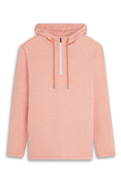 Bugatchi Quarter Zip Performance Hoodie In Coral