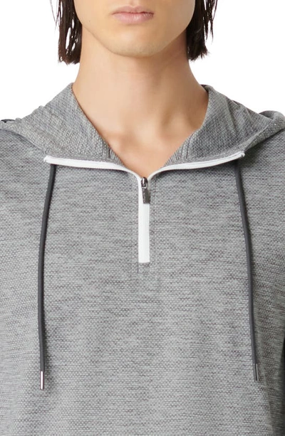 Bugatchi Quarter Zip Performance Hoodie In Heathered Black