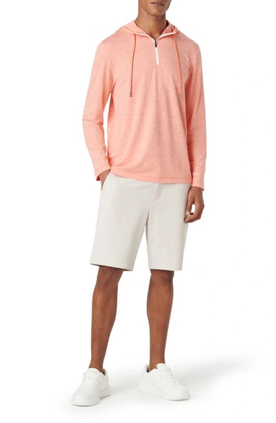 Bugatchi Quarter Zip Performance Hoodie In Coral