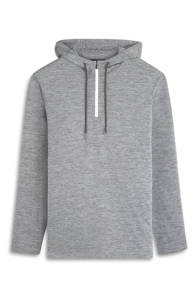 Bugatchi Quarter Zip Performance Hoodie In Heathered Black