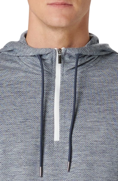 Shop Bugatchi Quarter Zip Performance Hoodie In Navy