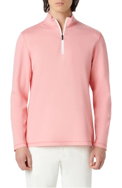 Shop Bugatchi Quarter Zip Pullover In Salmon