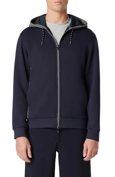 Shop Bugatchi Full Zip Hoodie Jacket In Navy