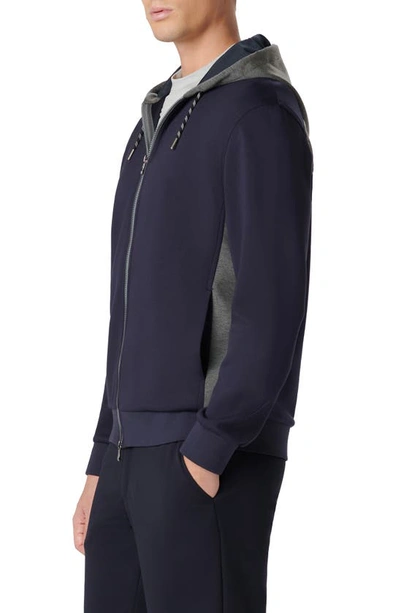 Shop Bugatchi Full Zip Hoodie Jacket In Navy