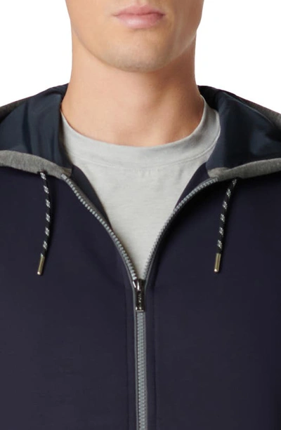 Shop Bugatchi Full Zip Hoodie Jacket In Navy