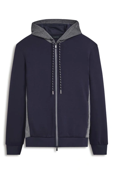 Shop Bugatchi Full Zip Hoodie Jacket In Navy