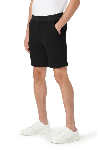 Shop Bugatchi Flat Front Knit Shorts In Black