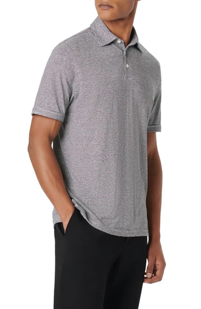Bugatchi Pinstripe Hemp & Lyocell Polo In Black