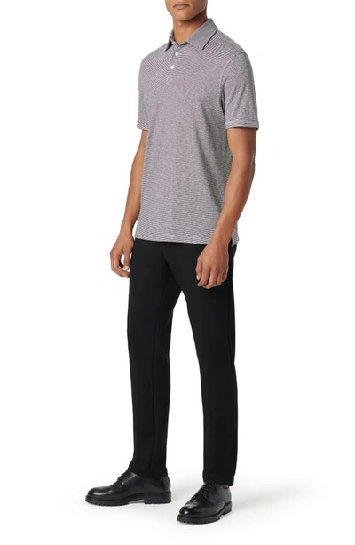 Bugatchi Pinstripe Hemp & Lyocell Polo In Black