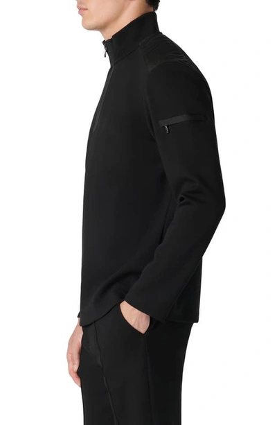 Shop Bugatchi Soft Touch Quarter Zip Pullover In Caviar