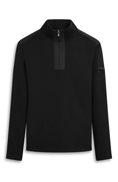 Shop Bugatchi Soft Touch Quarter Zip Pullover In Caviar