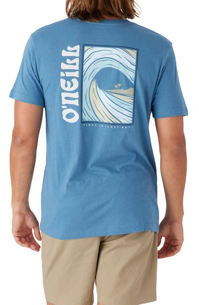 Shop O'neill Side Wave Graphic T-shirt In Copen Blue