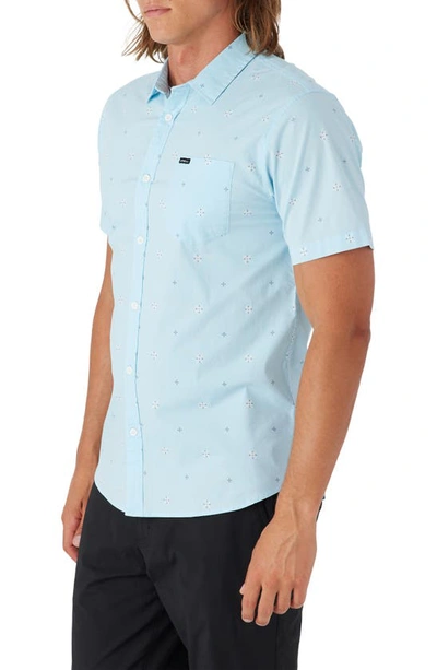 Shop O'neill Quiver Stretch Short Sleeve Button-up Shirt In Sky Blue