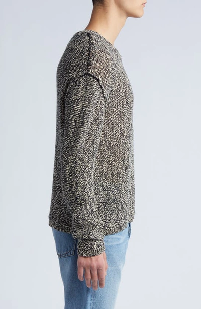 Shop Frame Marled Linen Blend Crewneck Sweater In Beige Melange