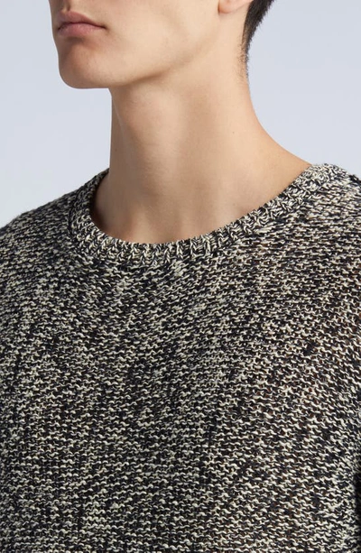 Shop Frame Marled Linen Blend Crewneck Sweater In Beige Melange