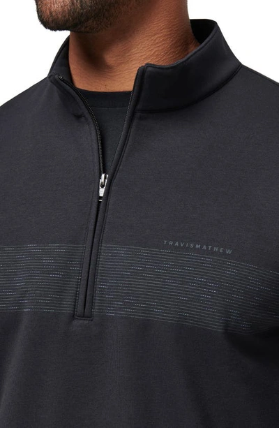 Shop Travis Mathew Upgraded Quarter Zip Fleece Top In Black/ Coronet