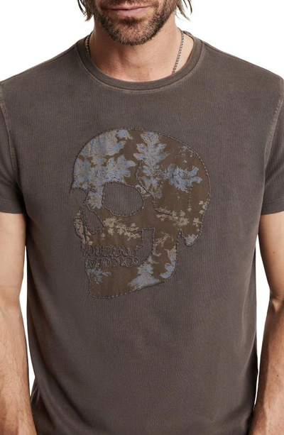 Shop John Varvatos Skull Appliqué T-shirt In Flagstone Grey