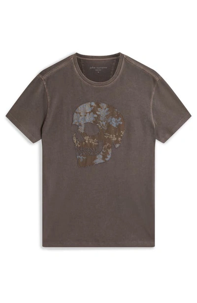 Shop John Varvatos Skull Appliqué T-shirt In Flagstone Grey