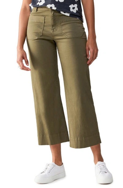 Sanctuary The Marine Cropped Wide Leg Pants In Burnt Oliv