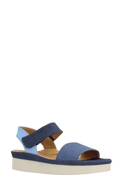 Shop L'amour Des Pieds Abrilla Slingback Platform Wedge Sandal In Blue